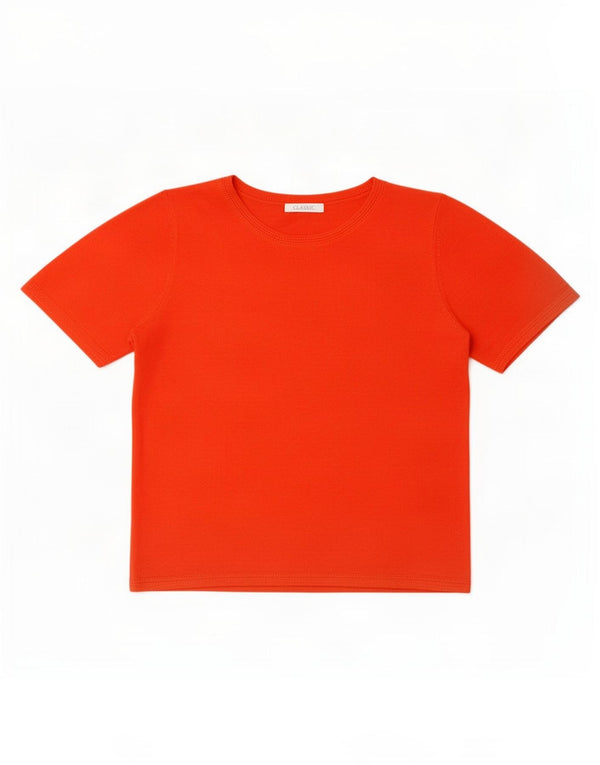 T-shirt corta classica da donna Marks & Spencer UK 10 piccola in acrilico arancione