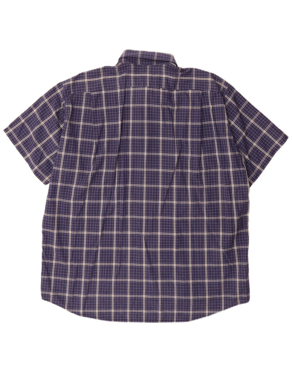 Camicia a maniche corte da uomo Lacoste taglia 44 XL in cotone a quadri blu navy