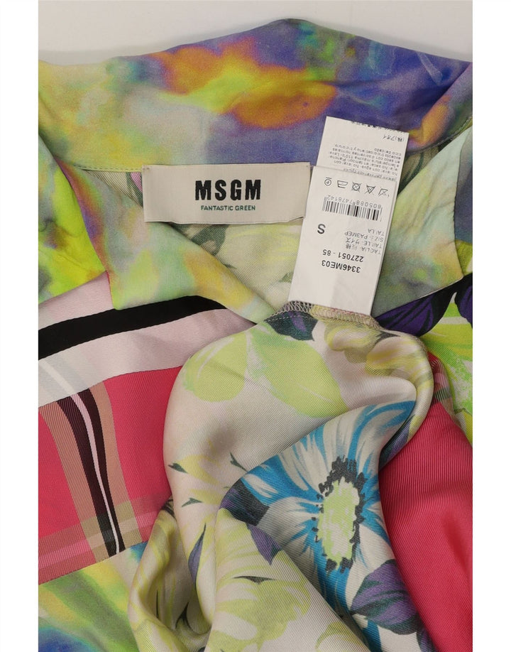 MSGM Camicia da uomo a maniche corte e vestibilità ampia, piccola, multicolore, floreale tropicale