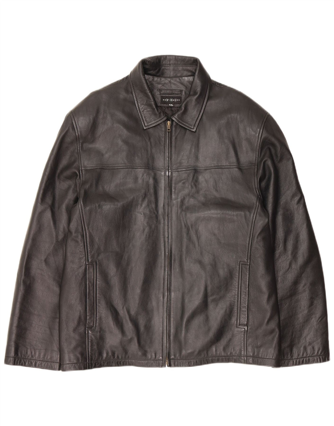 Giacca in pelle vintage da uomo UK 44 2XL Pelle nera