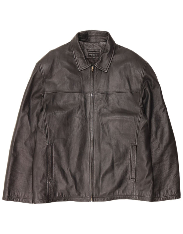 Giacca in pelle vintage da uomo UK 44 2XL Pelle nera