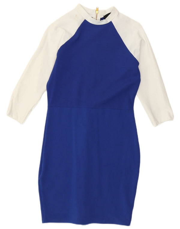 KAREN MILLEN Abito aderente da donna UK 12 Blu medio Colourblock moderno