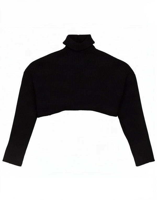 Maglione corto da donna Zara oversize con collo alto, taglia UK 10, piccolo, nero