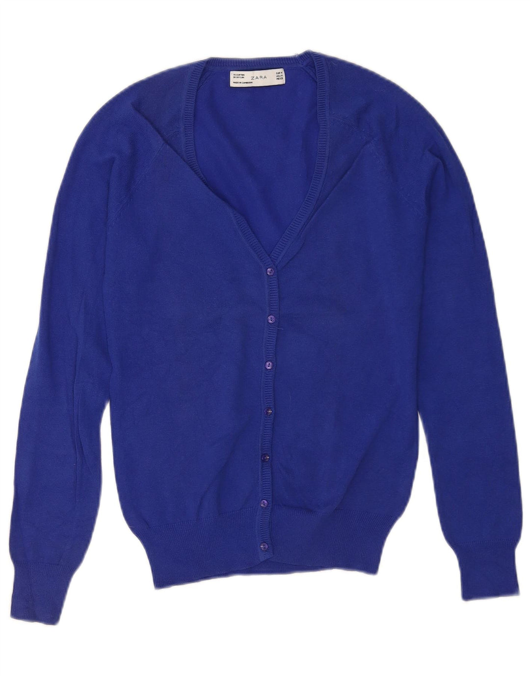 Maglione cardigan da donna Zara UK 12 cotone blu medio
