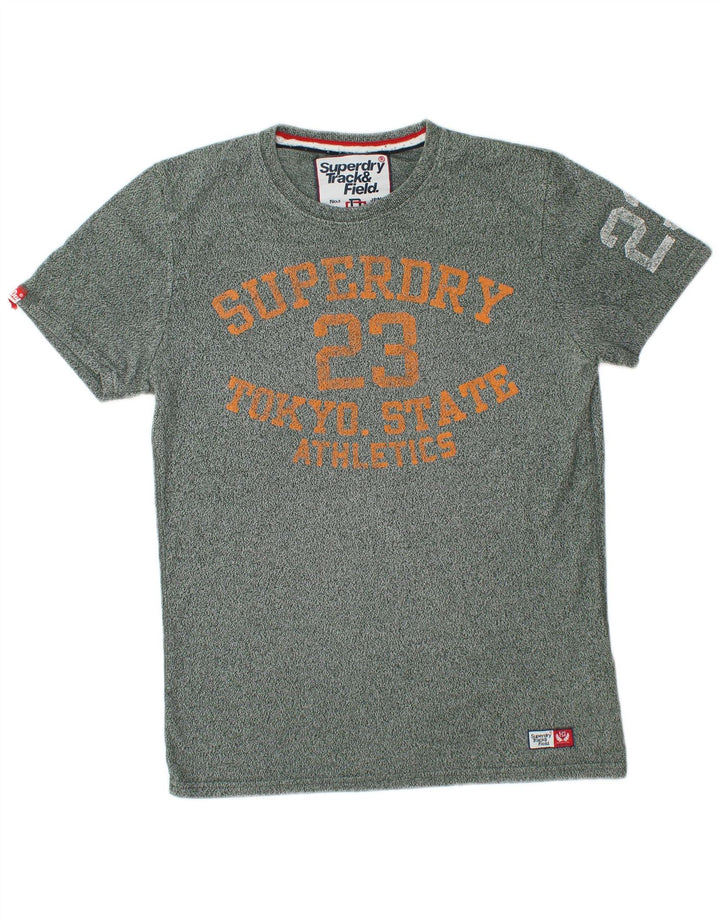 T-shirt grafica da uomo SUPERDRY Top in cotone screziato verde medio