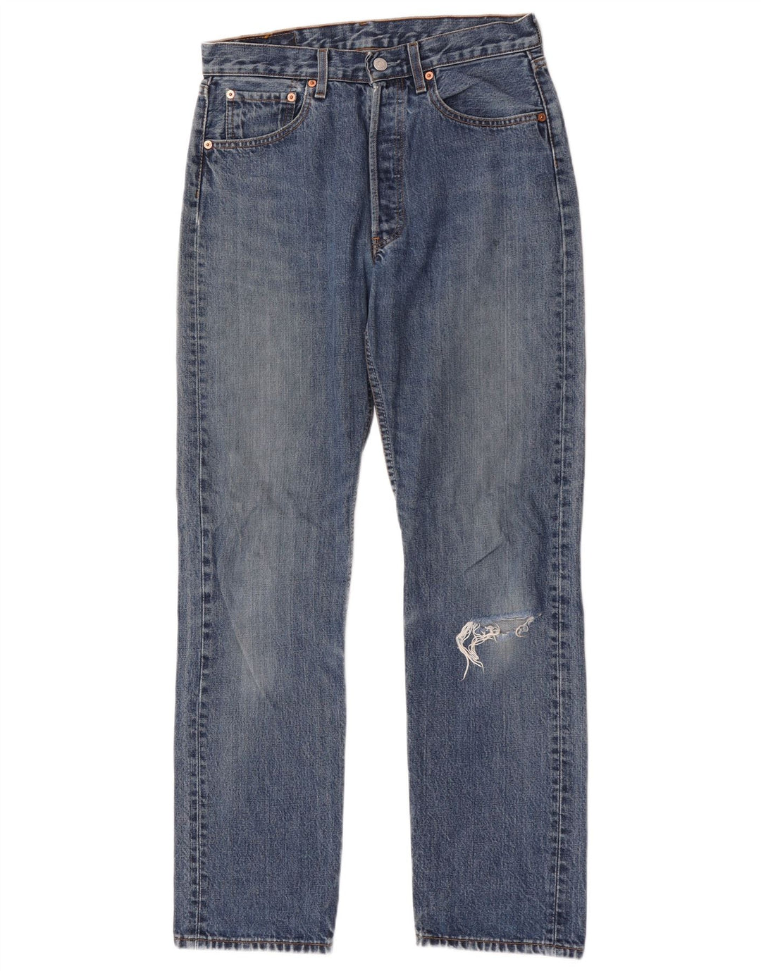 Jeans Levi's Donna 501 Straigth Strappati W31 L32 Blu Cotone