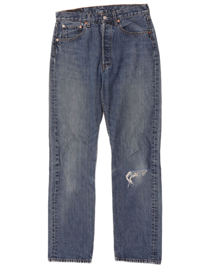 Jeans Levi's Donna 501 Straigth Strappati W31 L32 Blu Cotone