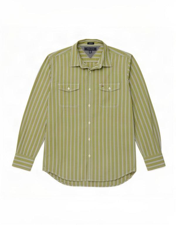 Camicia da uomo su misura Tommy Hilfiger, cotone a righe verdi grandi