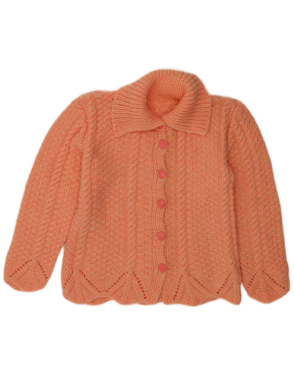 Maglione cardigan da donna vintage UK 14 arancione medio