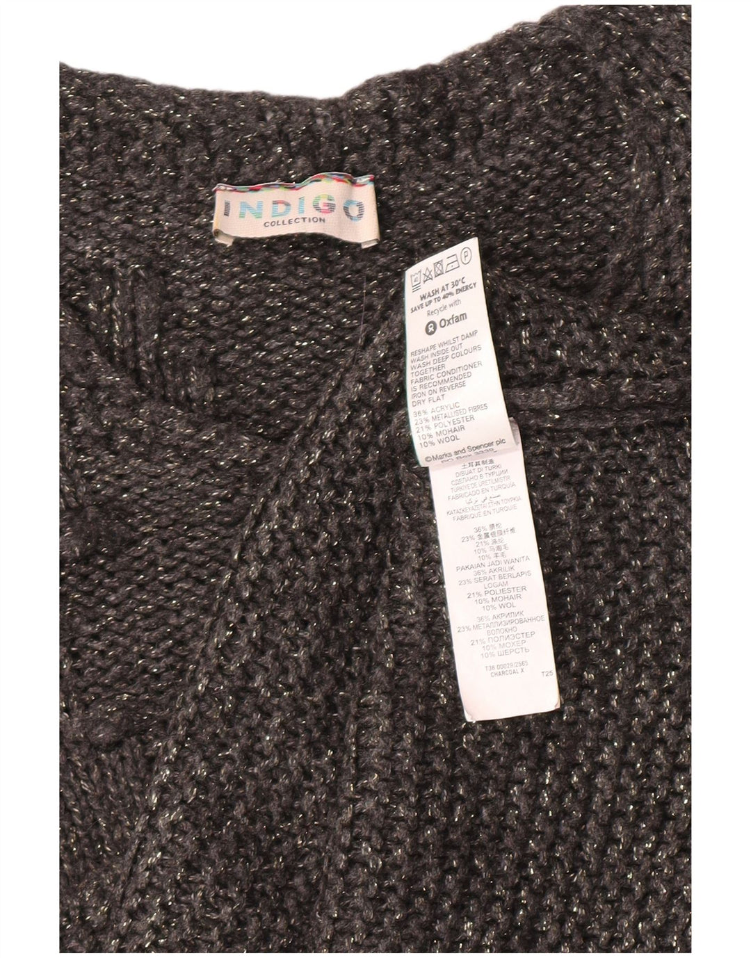Maglione maglione girocollo da donna Marks & Spencer UK 16 grande grigio screziato
