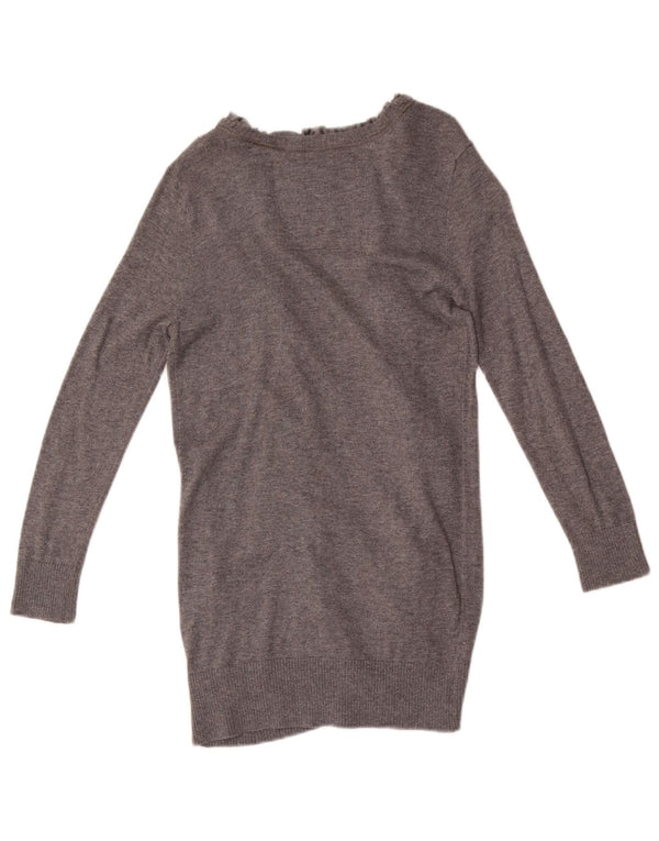 Maglione cardigan lungo da donna Abercrombie & Fitch UK 8 piccolo grigio