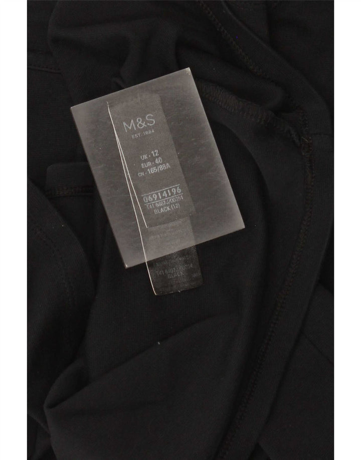 Top tunica manica 3/4 da donna Marks & Spencer UK 12 cotone nero medio