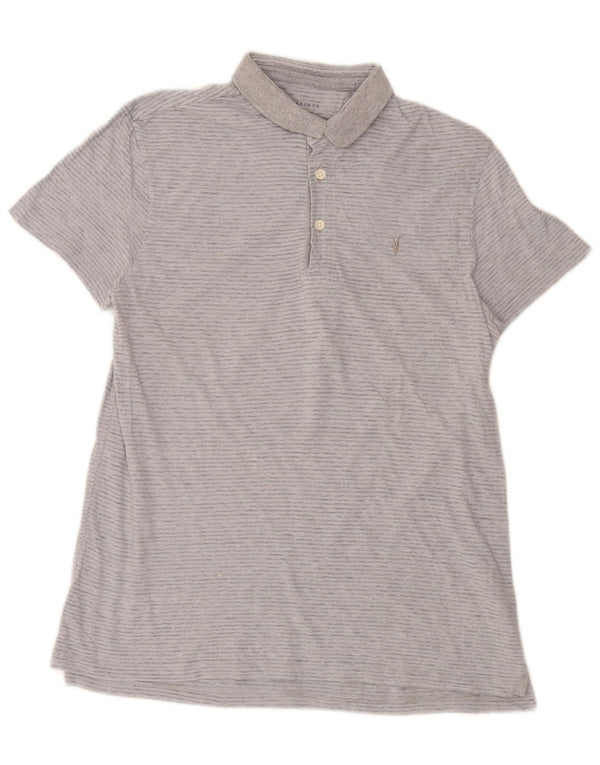 Polo da uomo All Saints piccola in cotone gessato grigio