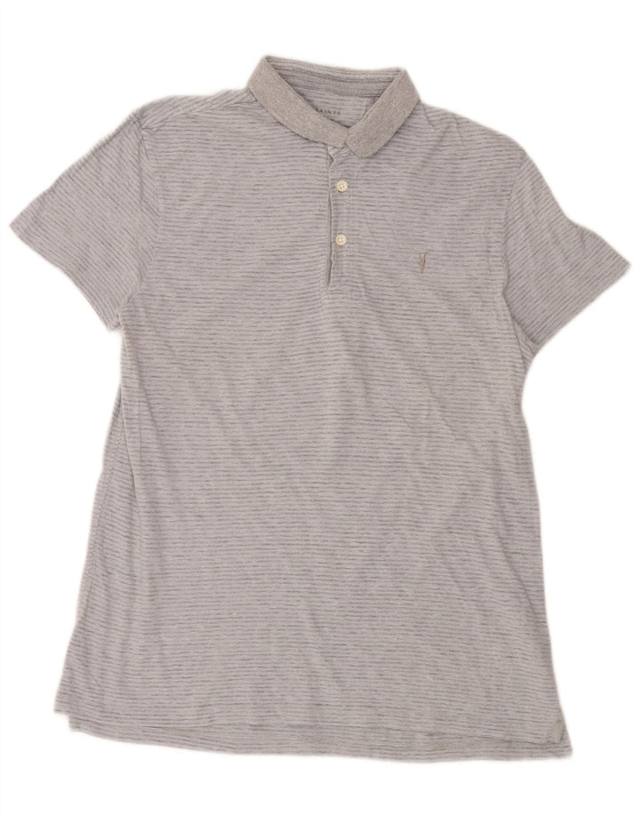Polo da uomo All Saints piccola in cotone gessato grigio