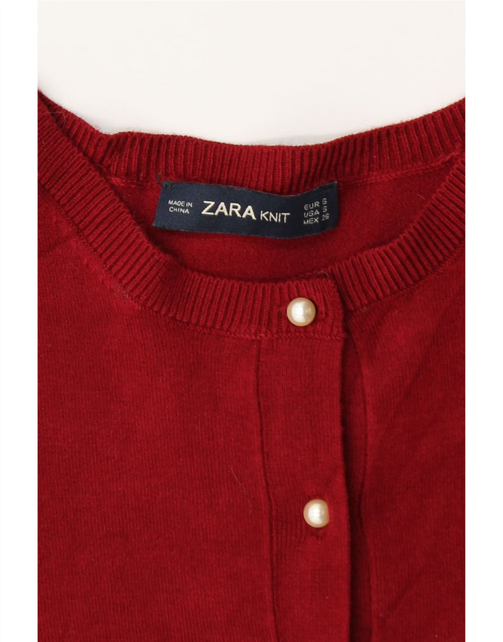Maglione cardigan da donna Zara UK 8 piccolo rosso in viscosa