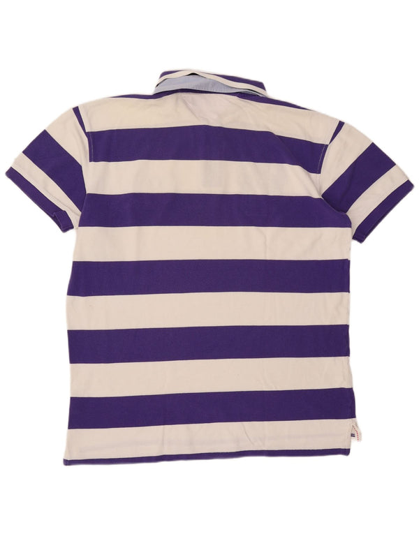 Tommy Hilfiger Mens Graphic Rugby Polo Shirt 2XL Purple Striped Cotton