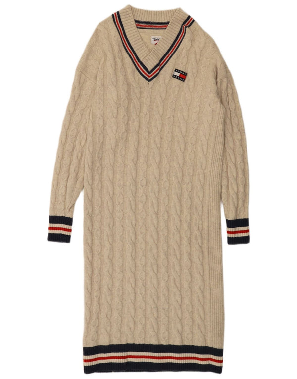 Abito maglione a maniche lunghe da donna Tommy Hilfiger UK 10 piccolo bianco