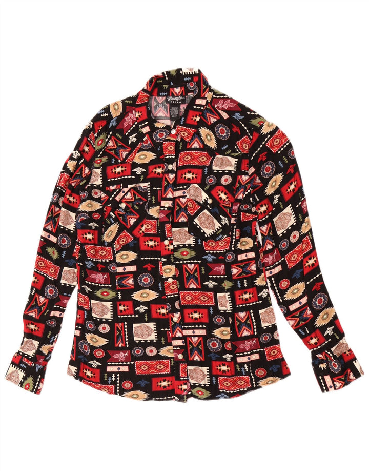 Camicetta retrò da donna Wrangler UK 14 Rayon geometrico nero medio