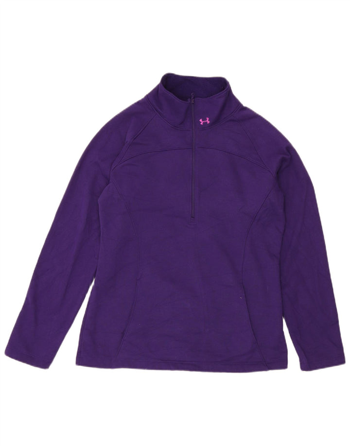 Felpa da donna con collo con zip Under Armour, maglione UK 14, viola medio