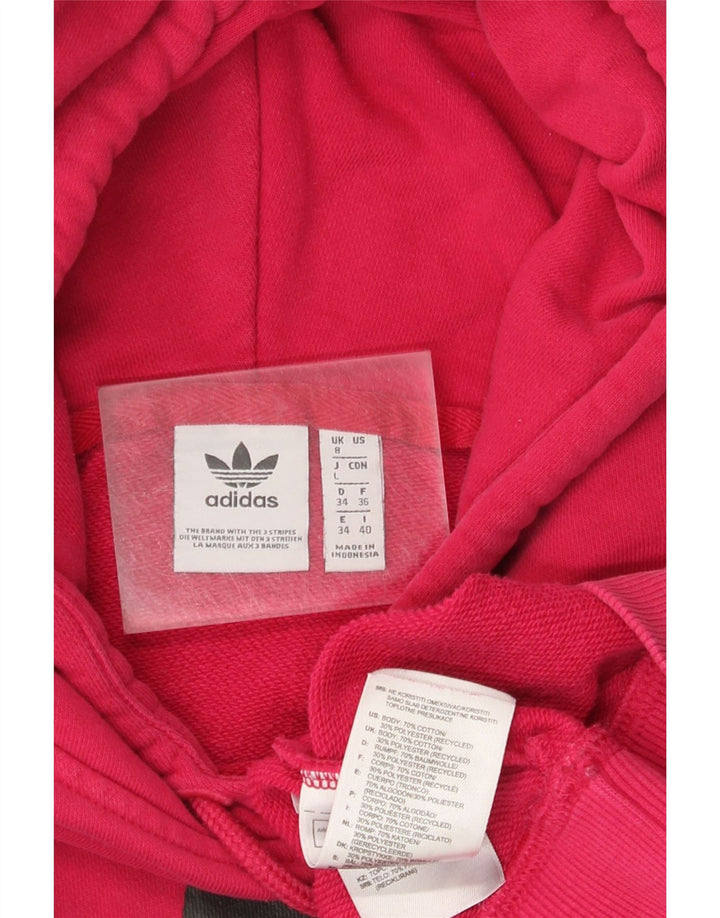 Maglione con cappuccio grafico oversize da donna ADIDAS corto UK 8 piccolo cotone rosa