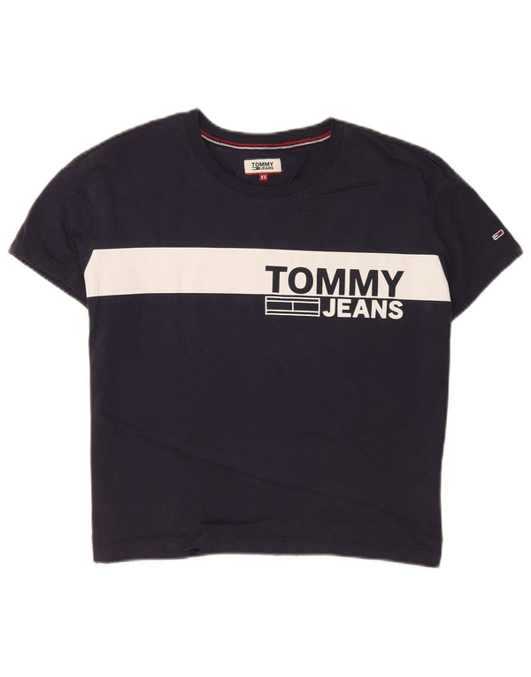 T-shirt grafica da donna Tommy Hilfiger Top UK 6 XS Blu navy Colourblock