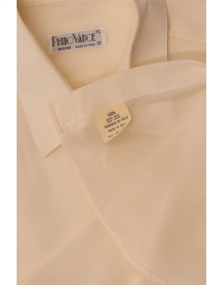 Camicia da uomo Philo Vance taglia 39 15 1/2 media seta bianco sporco