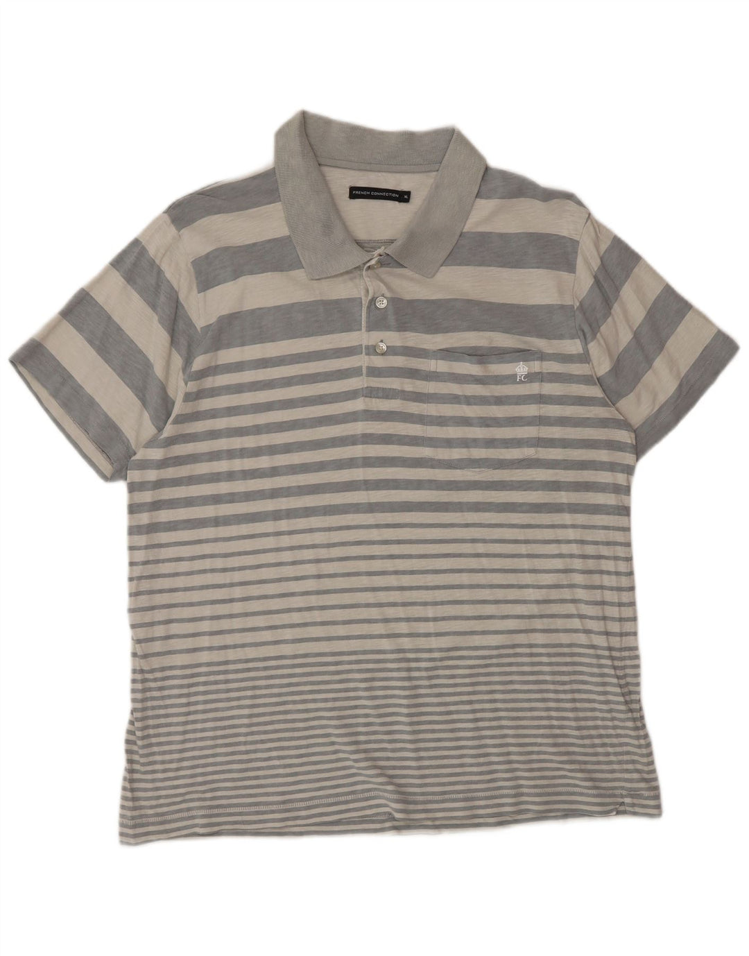 Polo da uomo French Connection XL in cotone a righe grigie