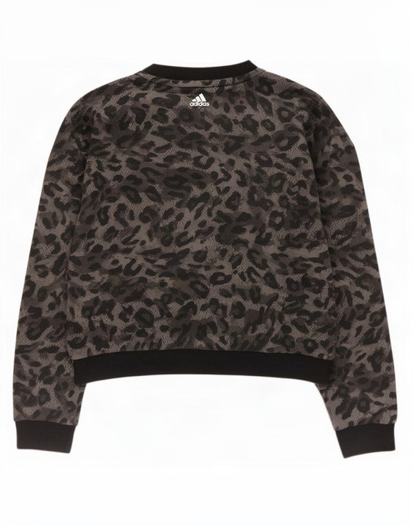 Felpa grafica da donna Adidas Jumper UK 8/10 Piccola stampa animale grigia