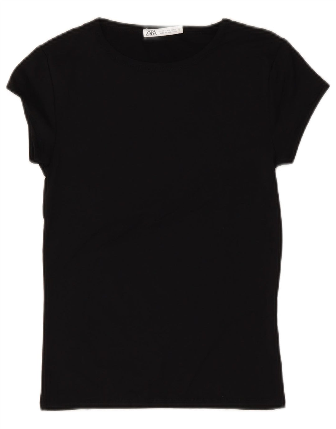 ZARA Womens Crop T-Shirt Top UK 12 Medium Black Polyamide