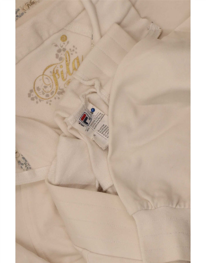 Giacca da ginnastica da donna Fila UK 10 piccola in cotone a righe bianche