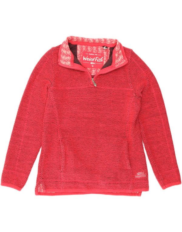 Felpa da donna con collo con zip Weird Fish, maglione UK 10, piccolo cotone rosa