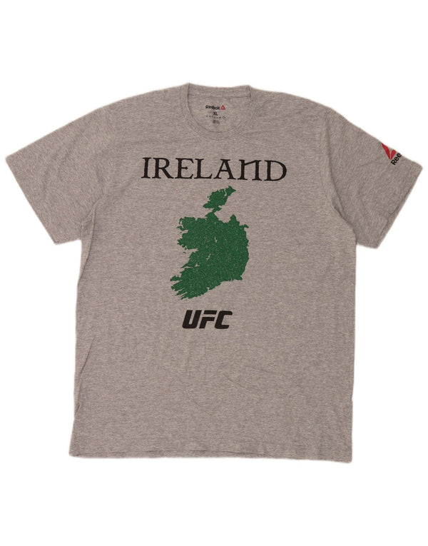 T-shirt grafica Reebok da uomo Irlanda Top XL in cotone grigio