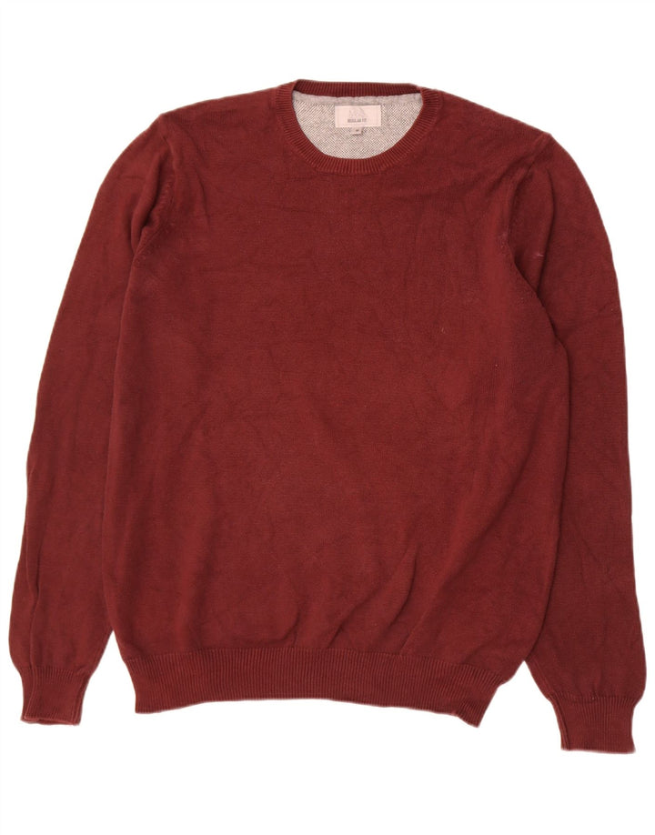 Maglione maglione girocollo da uomo Marks & Spencer vestibilità regolare bordeaux medio