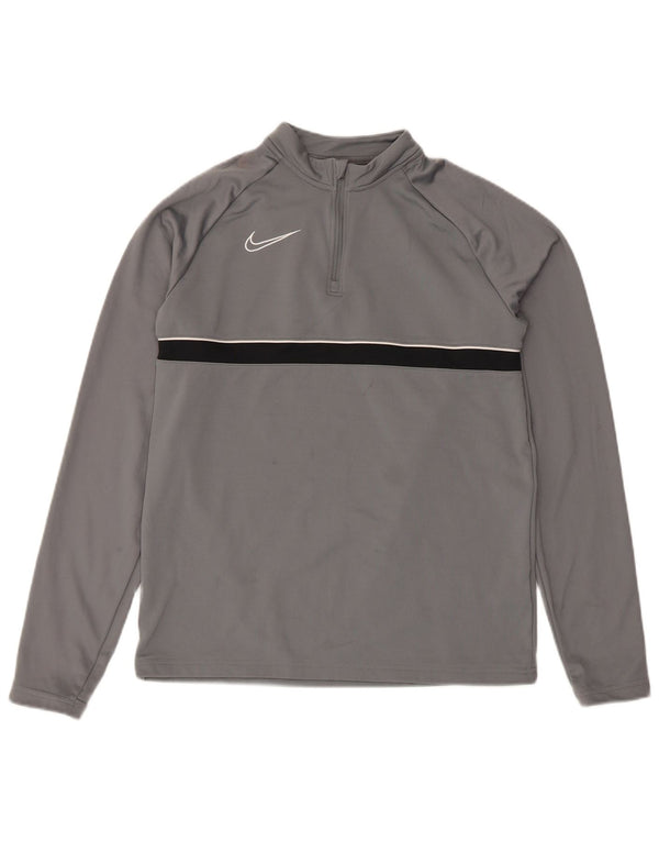 Maglia Nike Dri Fit da ragazzo a manica lunga 13-14 anni XL a righe grigie sportive