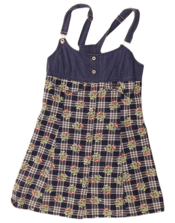 Mini abito salopette da donna Colmar UK 12 cotone medio a quadri blu navy