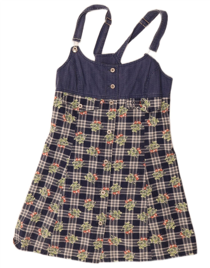 Mini abito salopette da donna Colmar UK 12 cotone medio a quadri blu navy
