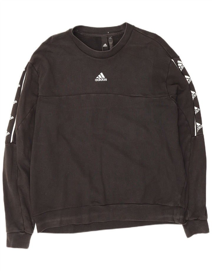 Felpa grafica da uomo Adidas Felpa media in cotone nero