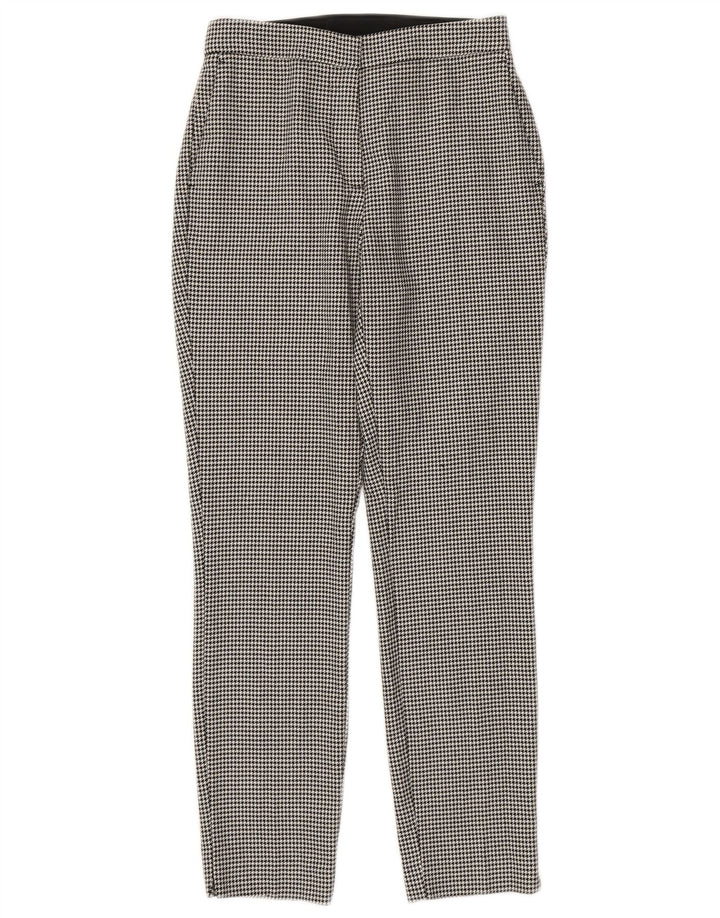 Pantaloni chino slim da donna Zara piccoli W26 L27 poliestere pied de poule nero