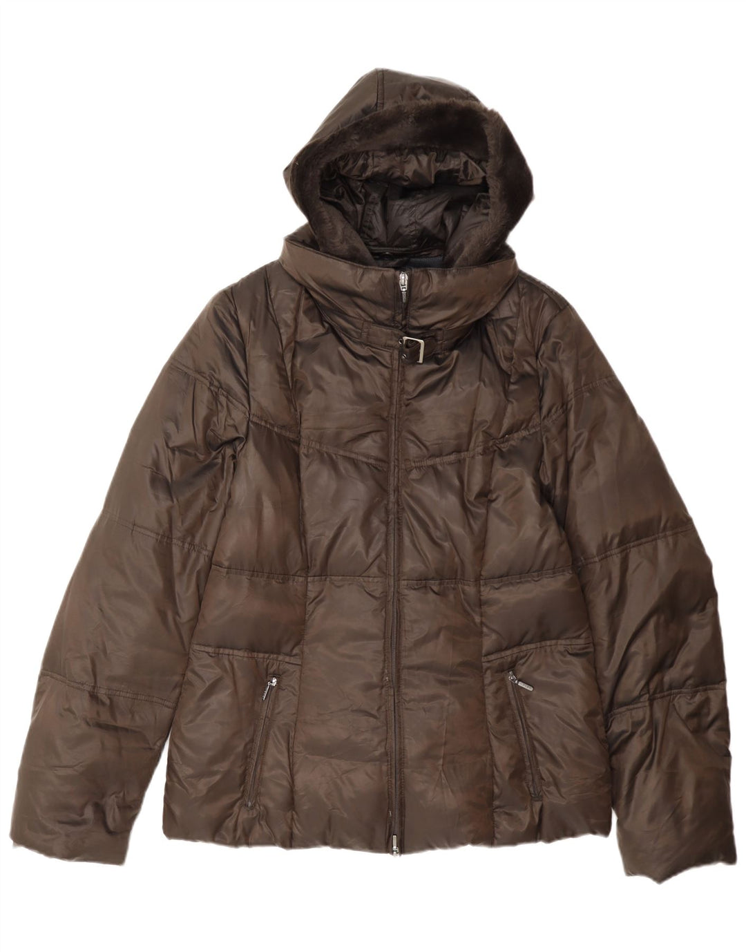 Giacca imbottita con cappuccio Geox da donna Respira UK 10 piccola marrone