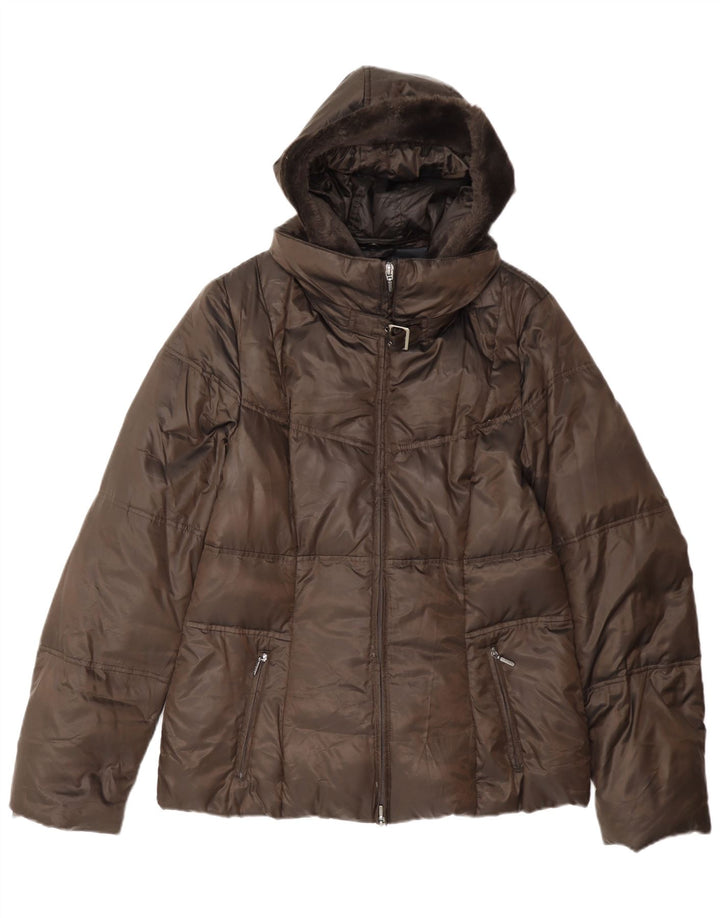 Giacca imbottita con cappuccio Geox da donna Respira UK 10 piccola marrone
