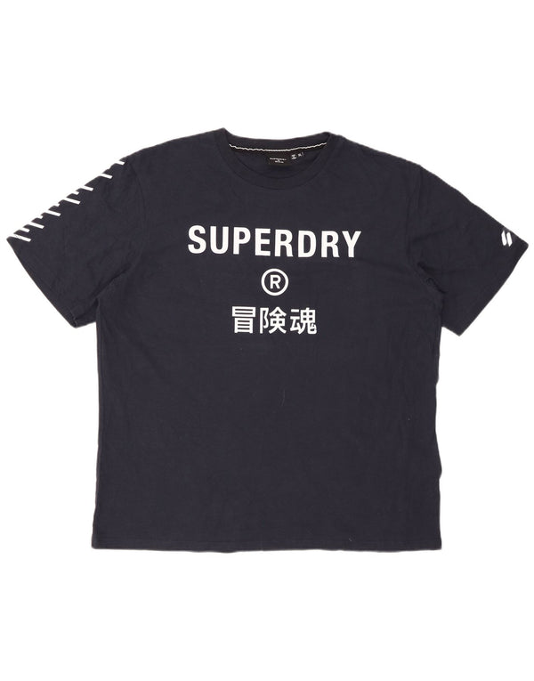 T-shirt grafica da uomo SUPERDRY Top XL in cotone blu navy