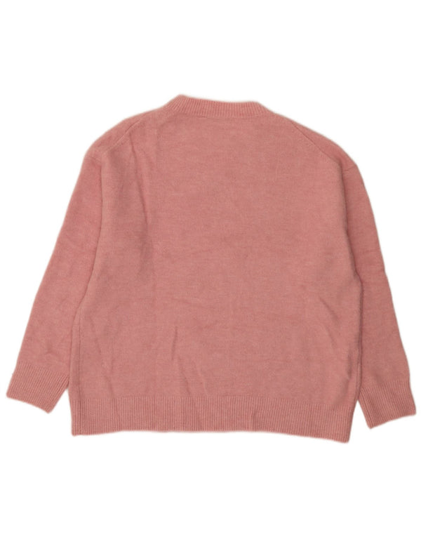 Maglione girocollo oversize da donna Zara UK 10 piccolo acrilico rosa
