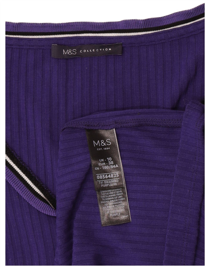 Marks & Spencer Top da donna a maniche lunghe UK 10 Small Viola Poliestere