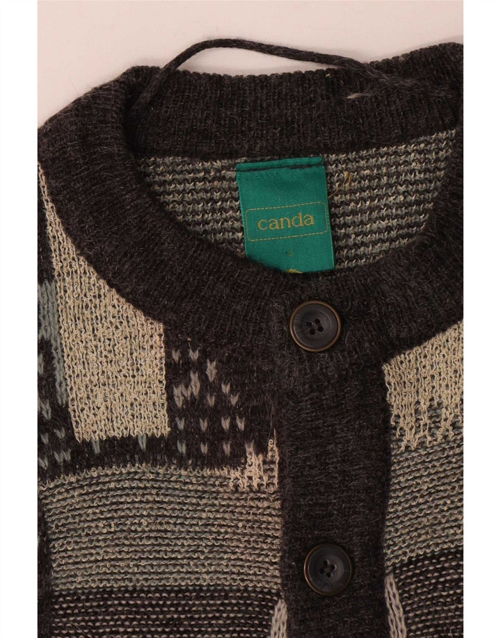 Maglione cardigan da uomo Canda piccolo acrilico geometrico grigio