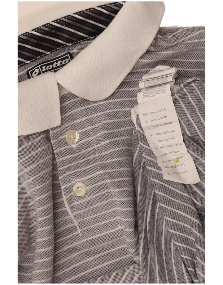 Polo da uomo Lotto Large in cotone a righe blu