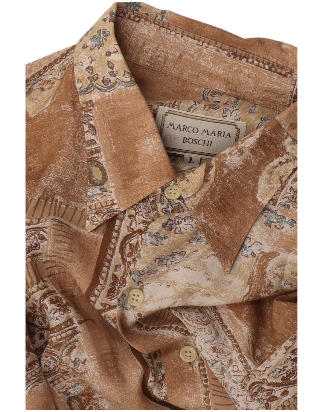 Camicia a maniche corte da uomo VINTAGE grande patchwork marrone