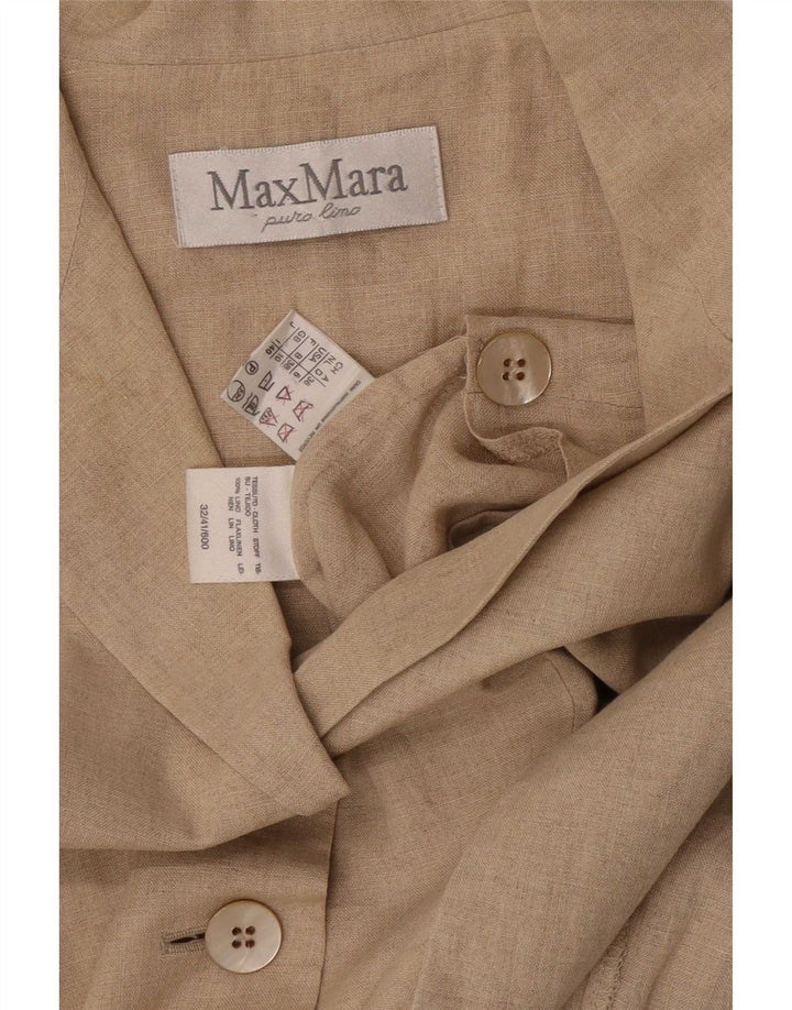 Giacca blazer senza maniche a 3 bottoni da donna Max Mara UK 10 piccolo lino beige