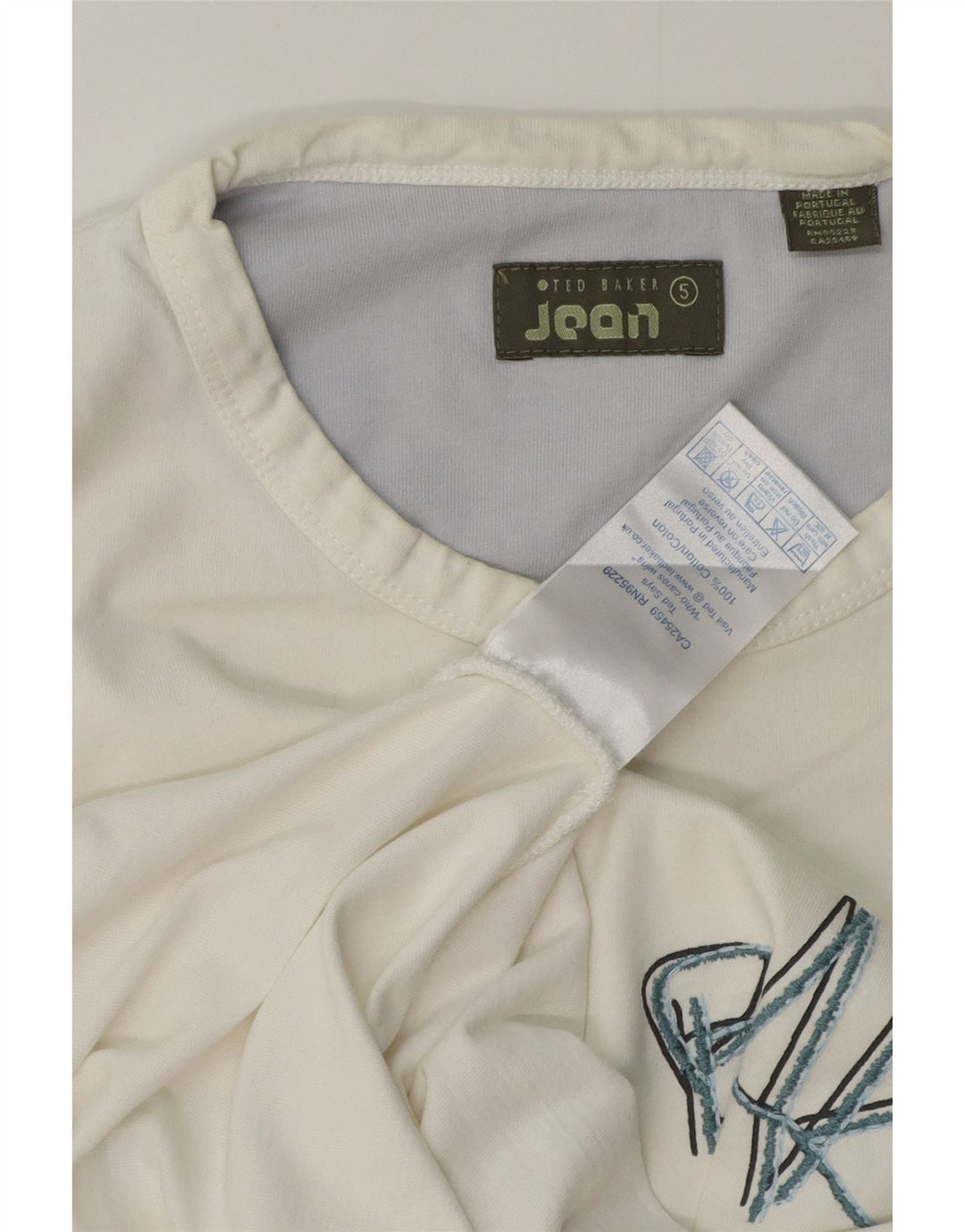 T-shirt grafica da uomo Ted Baker taglia 5 XL cotone bianco