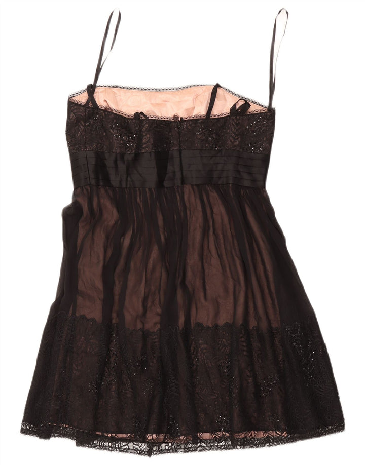 BCBGMAXAZRIA Abito corto da donna con spalle scoperte UK 8 piccolo nero