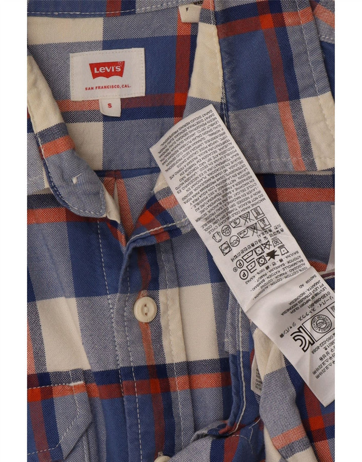 LEVI'S Mens Flannel Shirt Small Blue Check Cotton Vintage Levi's and Second-Hand Levi's from Messina Hembry 
